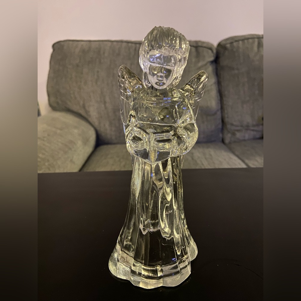 Vintage Christmas Glass Angel Candle Holder